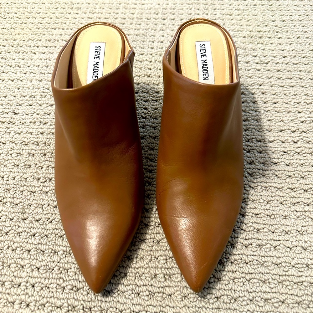Steve Madden Brown Leather Heeled Mule